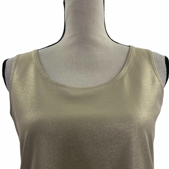 CHICO’S Shimmer Gold Sleeveless Tank Blouse - Picture 2 of 10